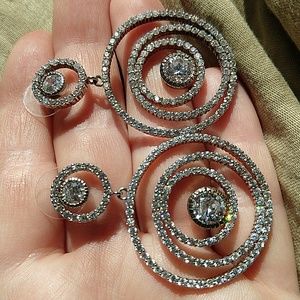 925 sterling silver dangle chandelier earrings rhinestone cz sparkle